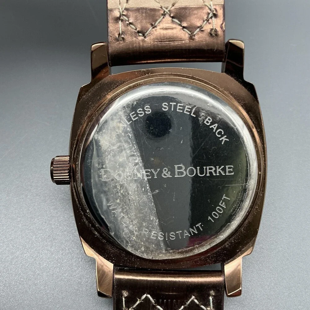 Dooney & Bourke Womens Watch 39mm Rose Gold Dial Brown Leather New Battery